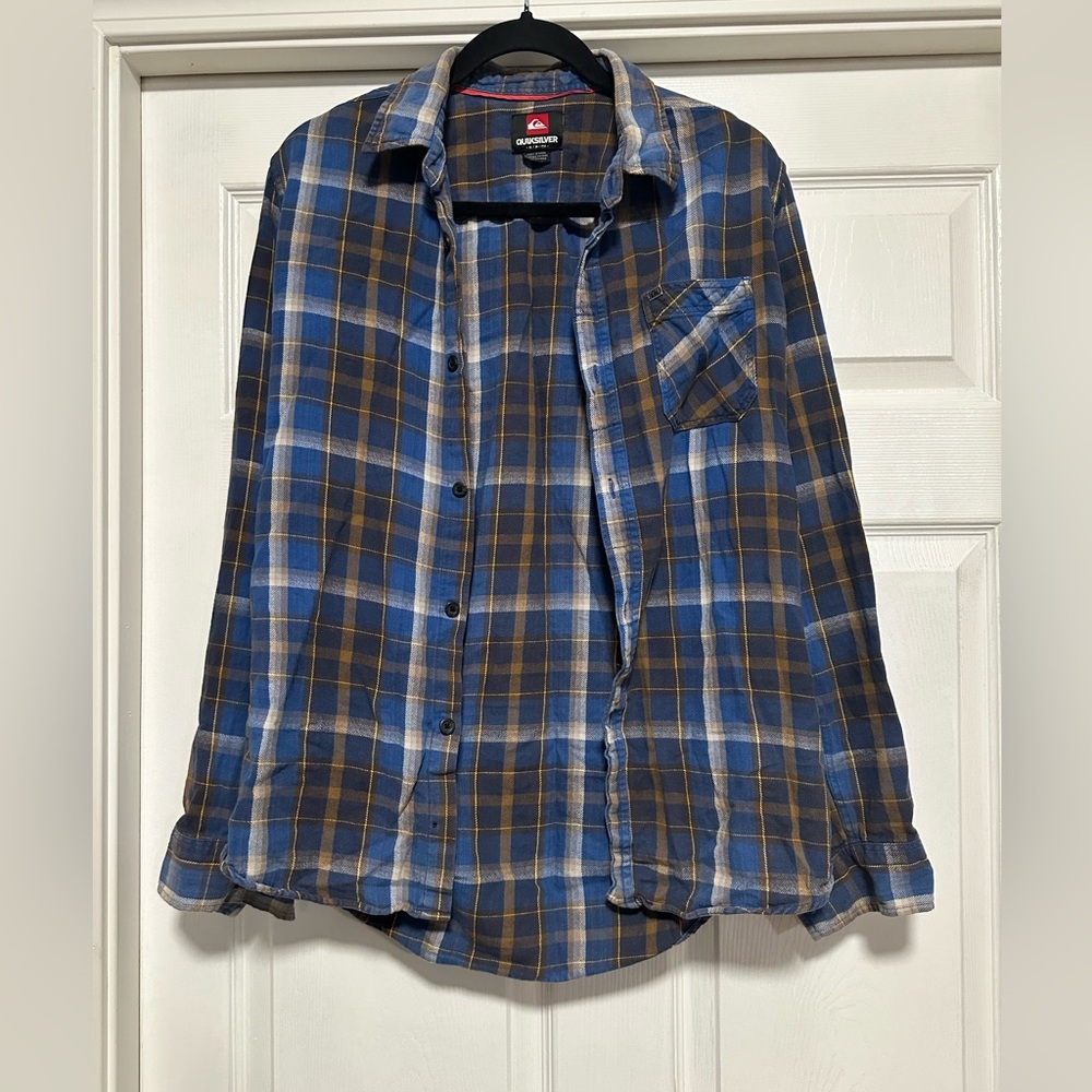 Quicksilver Blue Long Sleeve Flannel Men's S
